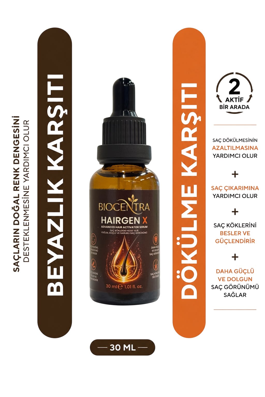 BİOCENTRA Hairgen X - Saç Çıkarıcı ve Beyazlık Karşıtı Saç Serumu - VEGAN ÜRÜN